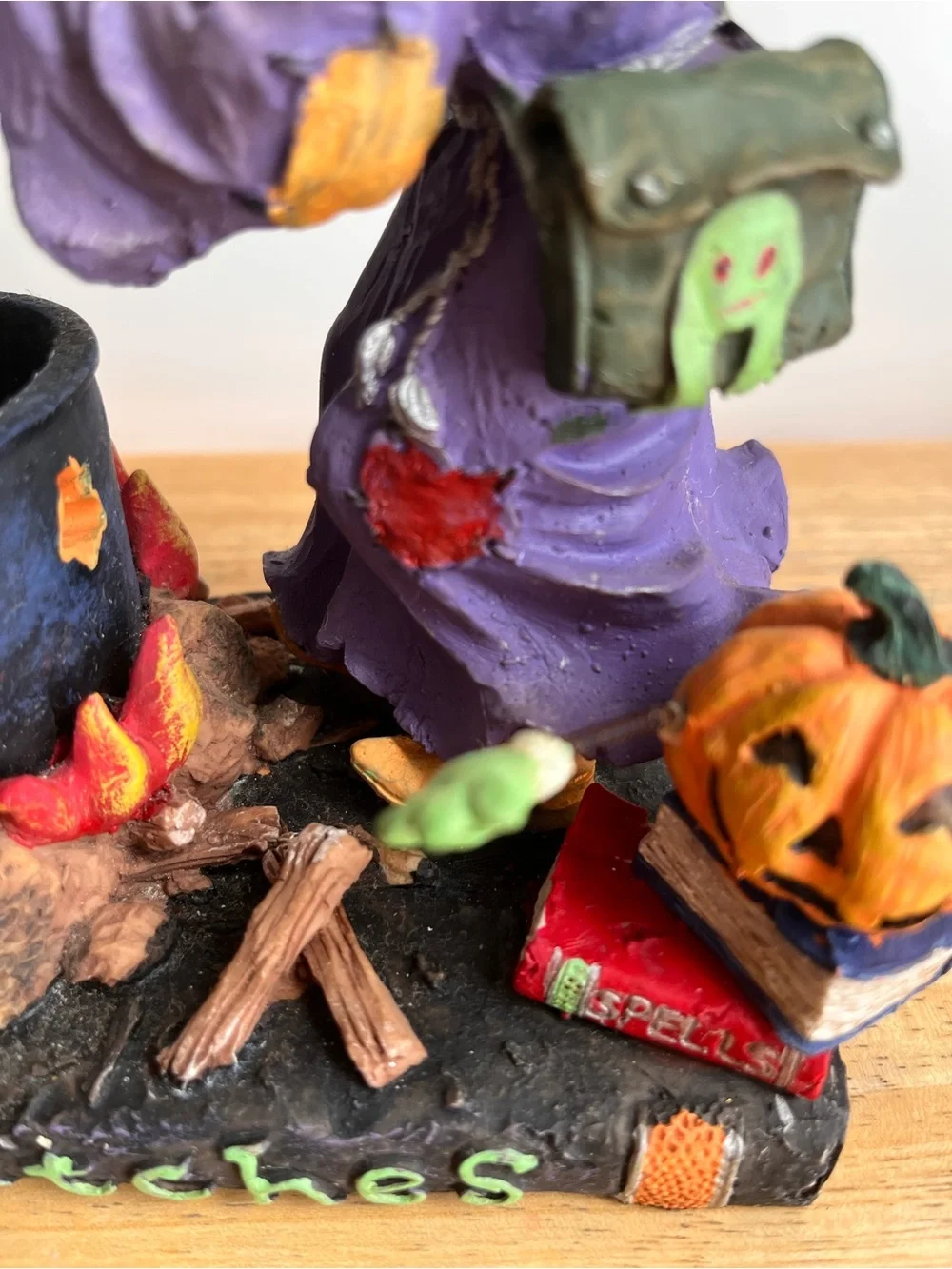 Halloween Witch Figurine - Purple & Green